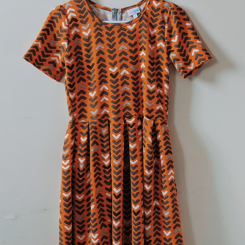 orange + 'chevron' dress